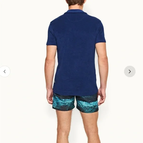 Orlebar Brown TERRY TOWELLING Polo Shirt Blue Tailored Resort Mens Sz M NEW - Picture 3 of 15